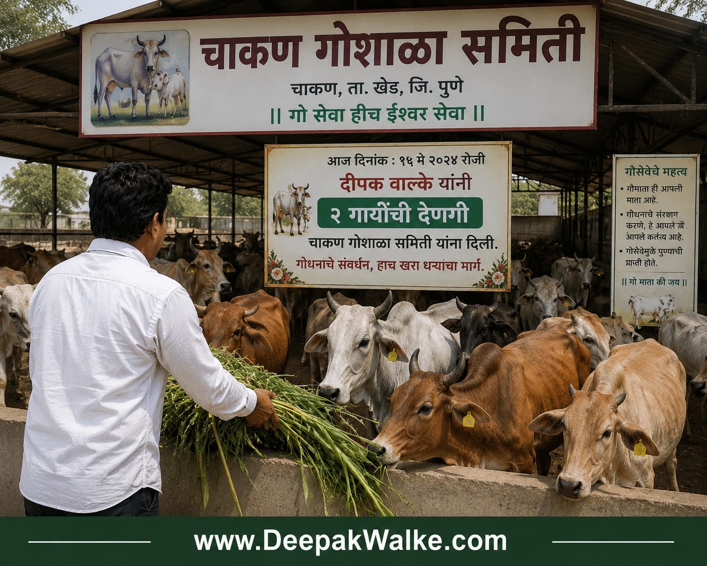 Deepak Walke Pune - चाकण गोशाळा समिती देणगी